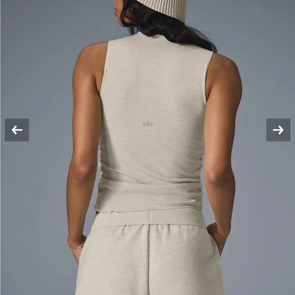 ALO Yoga Ribbed En Pointe Tank Limited: Oatmeal Heather XS NWT - Picture 4 of 7